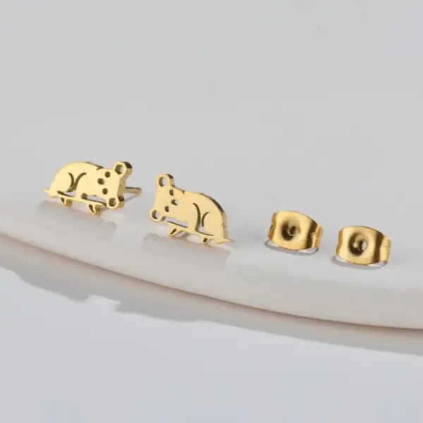 oly-1446dab04cdb3e83b5c3bd72ad05fdab Wholesale PVD Coated 18K Gold Real Gold Plated Animal 304 Stainless Steel Fashion Waterproof Non Tarnish Ear Studs