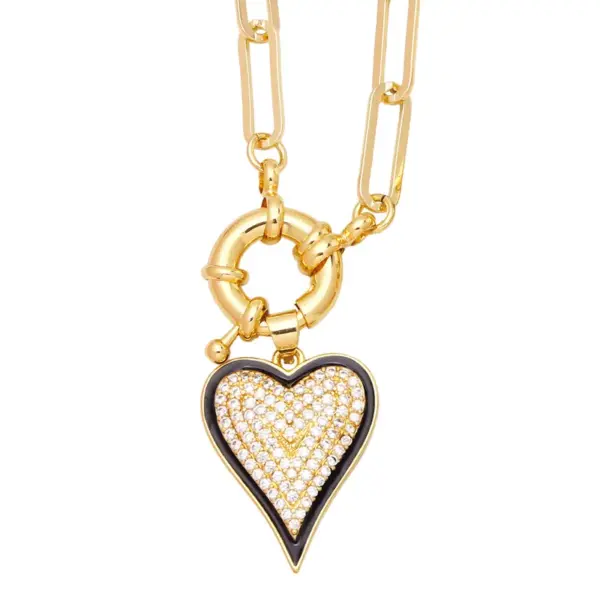 Wholesale Fashion Heart Copper 18k Gold Plated Necklace In Bulk