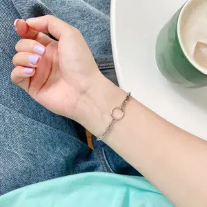 Circle Chain Bracelet / Copper (White Gold Color)