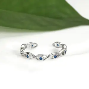 Platinum Eye Ring / Adjustable Opening