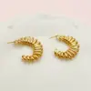 Wholesale PVD Coated Real Gold Plated 18K Gold C Shape Geometric 304 Stainless Steel Casual Simple Style Commute Waterproof Non Tarnish Ear Studs