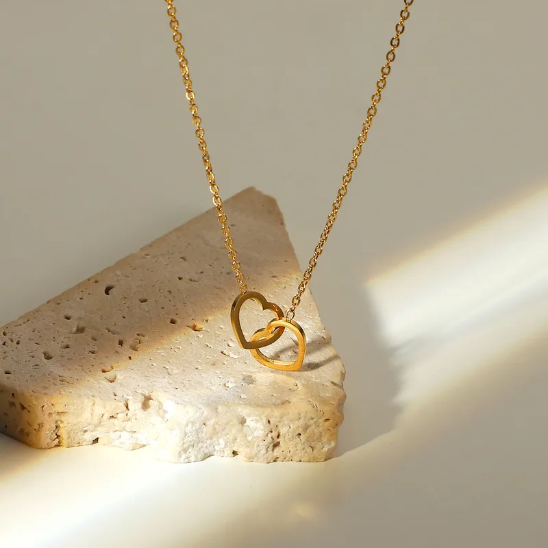 Wholesale Jewelry Heart Stainless Steel Titanium Steel PVD Coated Plating Pendant Necklace