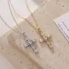 Ion Plating (IP) 16K Gold Platinum Real Gold Plated Cross 304 Stainless Steel Cute Rock Romantic Waterproof Non Tarnish 304 Stainless Steel Lobster Trigger Clasp Closure Pendant Necklace