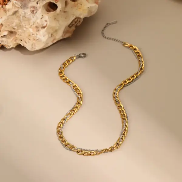 Trendy Color Block Punk Hip Hop Stainless Steel Titanium Bracelet Necklace Earring Set For Women Casual Cool Holiday Jewelry