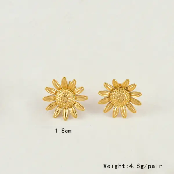 Wholesale 304 Stainless Steel Flower Ion Plating (IP) 18K Real Gold Plated Simple Style Classic Style Waterproof Non Tarnish Earrings Necklace
