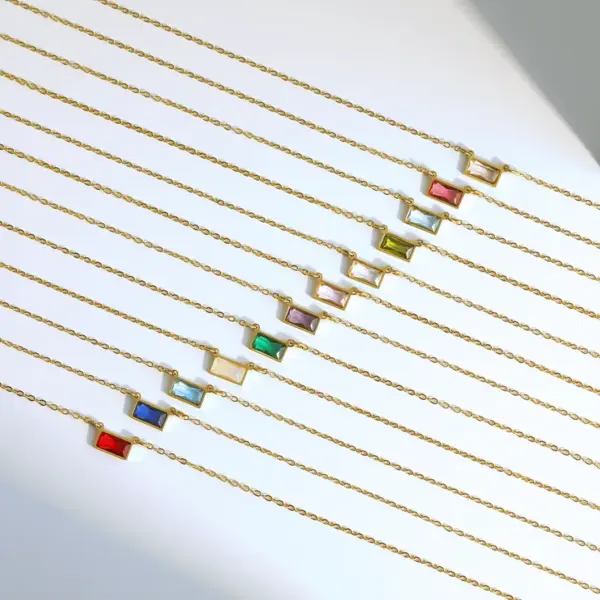 PVD Coated 18K Gold Plated Rectangle 304 Stainless Steel IG Style Modern Style Classic Style Waterproof Non Tarnish 304 Stainless Steel Lobster Trigger Clasp Closure Pendant Necklace