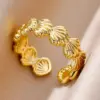 Wholesale Stainless Steel Shell Ring For Women 18K Gold Plated Ocean Vacation Style Geometric Pattern Adjustable Band Jewelry Accessory