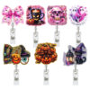 Wholesale Halloween Pumpkin Bow Ghost Black Cat Easy Pull Buckle Telescopic Rotating Doctor Nurse Telescopic Id Buckle Badge