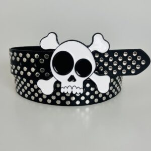 Black and white rivets punk belt / 108cm