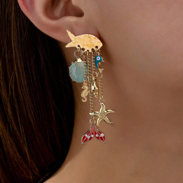 Wholesale Beach-style starfish and seashell earrings