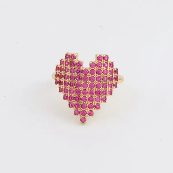 Wholesale Simple Style Heart Shape Copper Rings Inlay Zircon Copper Rings