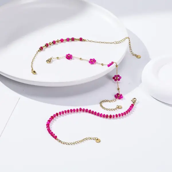 Wholesale Sweet Flower 304 Stainless Steel Artificial Pearl Bracelets In Bulk