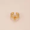 Wholesale PVD Coated Pentagram Geometric 304 Stainless Steel Modern Style Waterproof Non Tarnish Open Ring