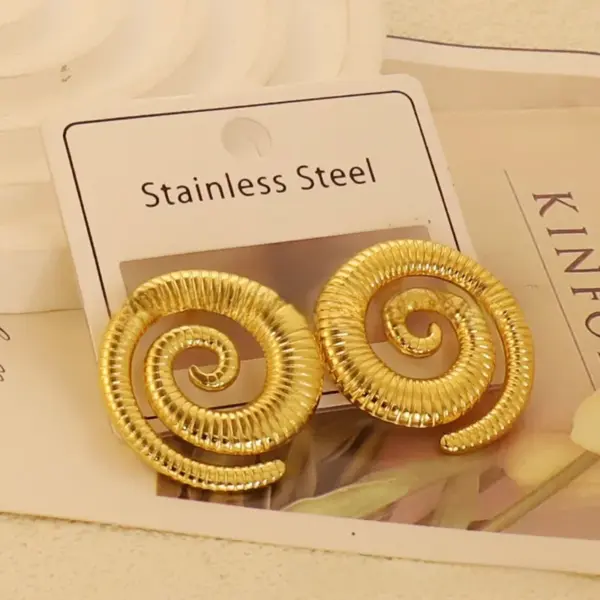 High-End Vintage Stainless Steel Geometric Irregular Earrings 18K Gold Plated Non-Fading Studs Unisex Simple Style Jewelry