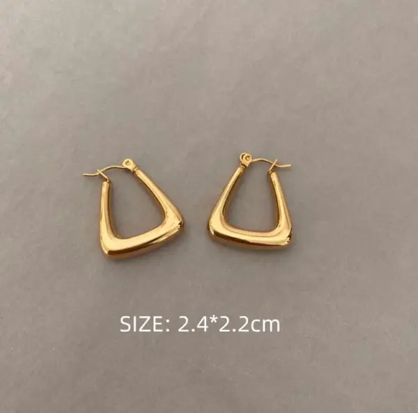 Wholesale 304 Stainless Steel Geometric PVD Coated 18K Real Gold Plated 18K Gold Retro Waterproof Non Tarnish Plating Earrings