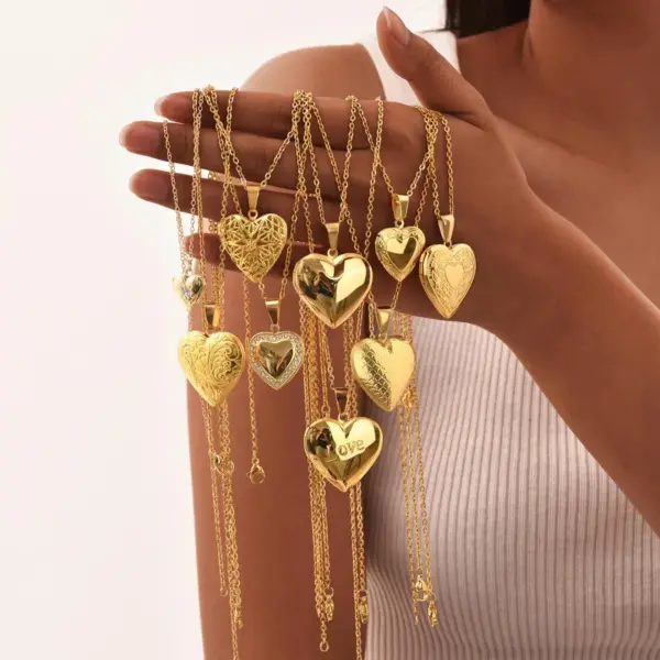 Wholesale Jewelry Simple Style Heart Shape 201 Stainless Steel 304 Stainless Steel 316 Stainless Steel Zircon Inlay Locket Necklace
