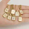 Simple Style Letter Stainless Steel Titanium Steel Plating Inlay Shell 18k Gold Plated Pendant Necklace