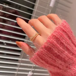 Double Layer Drip Glazed Flower Ring / Adjustable Opening