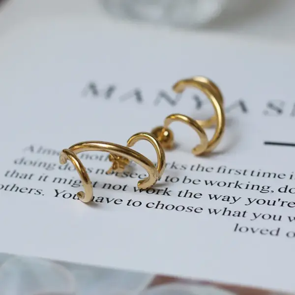 Wholesale PVD Coated Real Gold Plated 18K Gold 304 Stainless Steel Fashion Waterproof Non Tarnish Earrings Ear Studs