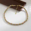 Wholesale Jewelry IG Style Basic Round 304 Stainless Steel 18K Gold Plated Beaded Plating Stainless Steel Jewelry Sets