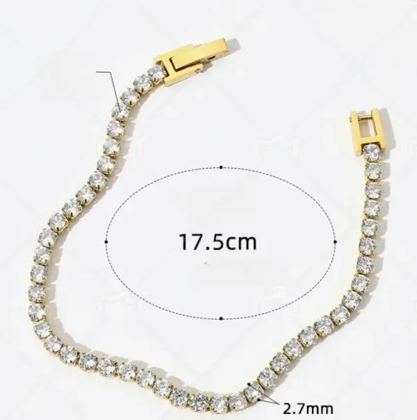 Wholesale Glam Geometric 304 Stainless Steel 16K Gold Plated White Gold Plated Gold Plated Zircon Stainless Steel Bracelets In Bulk