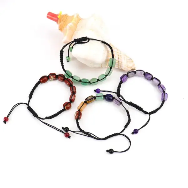Wholesale Ethnic Style Square Natural Stone Braid Bracelets