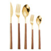 Wholesale 430 Stainless Steel Imitation Wood Grain Clip Handle Knife and Fork Son