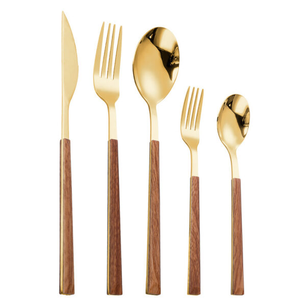 Wholesale 430 Stainless Steel Imitation Wood Grain Clip Handle Knife and Fork Son
