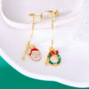 Wholesale Diamond-studded tassel Santa Claus wreath gift adjustable asymmetrical earrings