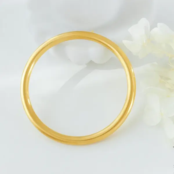 Wholesale PVD Coated Real Gold Plated 18K Gold Solid Color 304 Stainless Steel Fashion Waterproof Non Tarnish 304 Stainless Steel Bangle