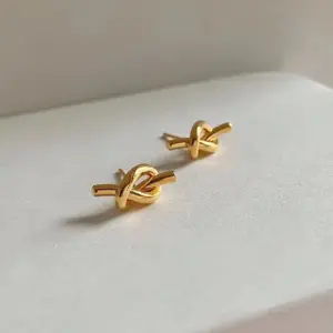 Wholesale PVD Coated Real Gold Plated Geometric Titanium Steel Fashion Waterproof Non Tarnish Earrings
