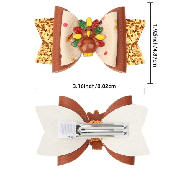oly-14b0c27093fb8113747778c26d20451d Wholesale Thanksgiving Turkey Bow Children's Leather Hair Clip