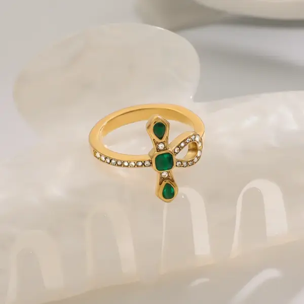 304 Stainless Steel Snake PVD Coated Zircon 18K Real Gold Plated Real Gold Plated Basic Classic Style Commute Waterproof Non Tarnish Rings