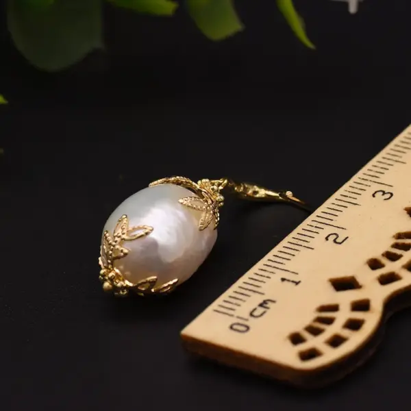 1 Pair Pearl Copper Freshwater Pearl Earrings Geometric Ear Hook