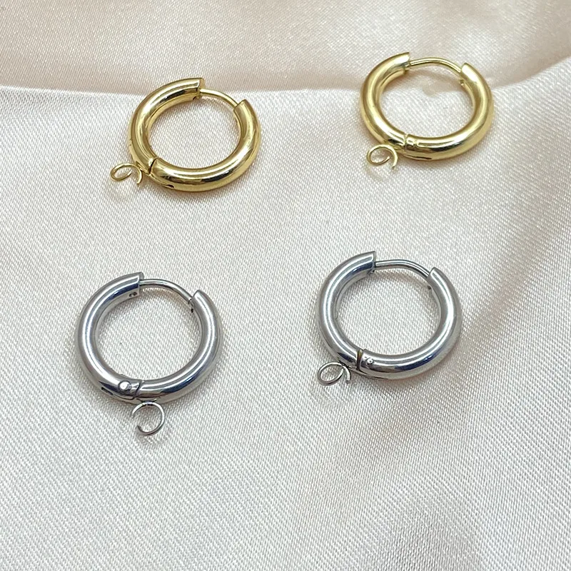 Wholesale PVD Coated 18K Gold Real Gold Plated Round 201 Stainless Steel Simple Style Waterproof Non Tarnish Earrings