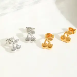 Wholesale Ion Plating (IP) Cherry 304 Stainless Steel Simple Style Waterproof Non Tarnish Ear Studs