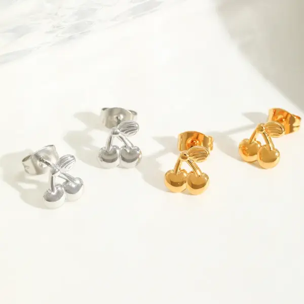 Wholesale Ion Plating (IP) Cherry 304 Stainless Steel Simple Style Waterproof Non Tarnish Ear Studs
