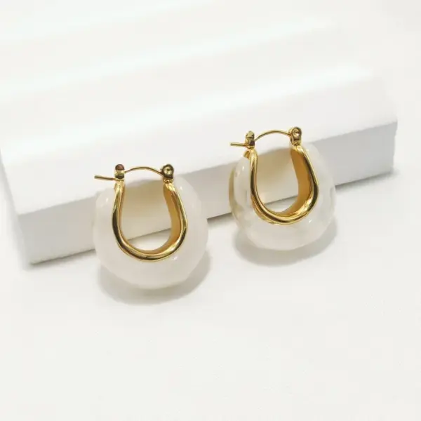 Wholesale Ion Plating (IP) 18K Gold Plated Geometric 304 Stainless Steel Elegant Retro Romantic Waterproof Non Tarnish Earrings