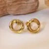 1 Pair Simple Style Classic Style Round 304 Stainless Steel Imitation Gold Electroplating Ear Studs