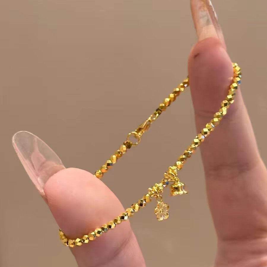 Wholesale Ser Shiny Gold Small Lily-of-the-valley Flower Bracelet Women's Niche Design Light Luxury High-grade Distinctive Didi Ball Beaded Jewelry