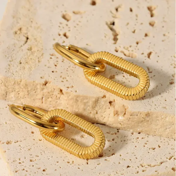 Wholesale PVD Coated Real Gold Plated 18K Gold Square 304 Stainless Steel French Style Waterproof Non Tarnish Earrings