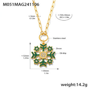 M051 - Gold and Green Droplet Oil Sweater Chain