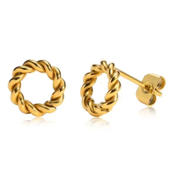 Wholesale 1 Pair Retro Geometric 201 Stainless Steel Gold Plated Stainless Steel Earrings