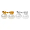 1 Pair Elegant Simple Style Oval Plating Inlay 304 Stainless Steel Pearl 16K Gold Plated White Gold Plated Gold Plated PVD Coated Ear Studs