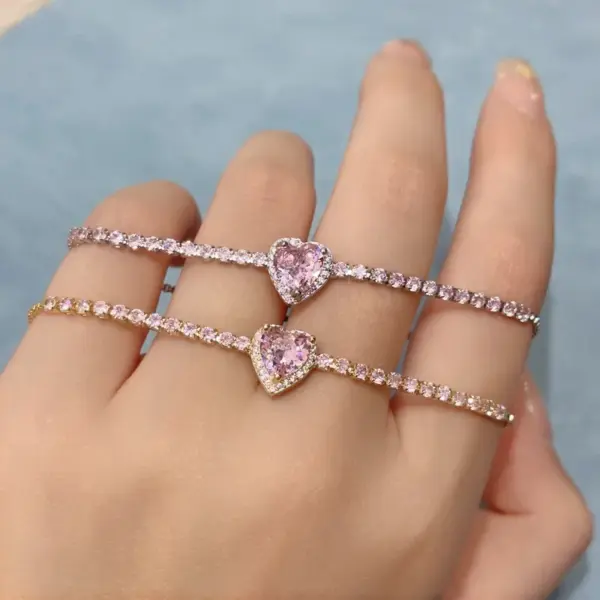Wholesale Sweet Heart Shape Flower Butterfly Copper Inlay Zircon Bracelets