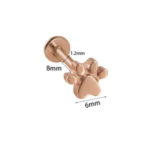 Flat Dog Footprints / Rose Gold-1.2*8mm