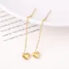 Fashion Heart Shape Titanium Steel Tassel Ear Line Ear Studs 1 Pair