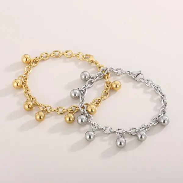 Wholesale PVD Coated 18K Gold Plated Round Solid Color Stainless Steel Simple Style Waterproof Non Tarnish Bracelets