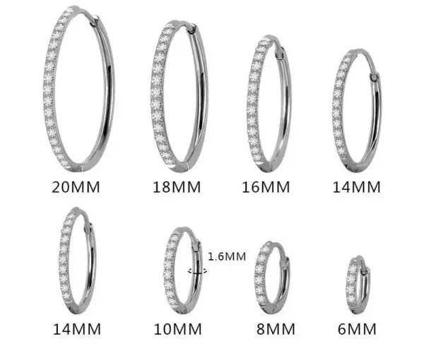 Wholesale Simple Style Geometric Stainless Steel Rhinestones Hoop Earrings 1 Pair