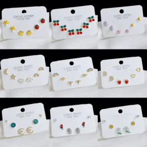 Wholesale 1 Set Sweet Heart Shape Plating Copper Ear Studs